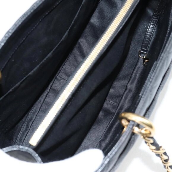 CHANEL Matelasse COCO Mark Chain Bag Grained Calf Skin Black Gold CC Auth PP623M - Picture 9 of 16